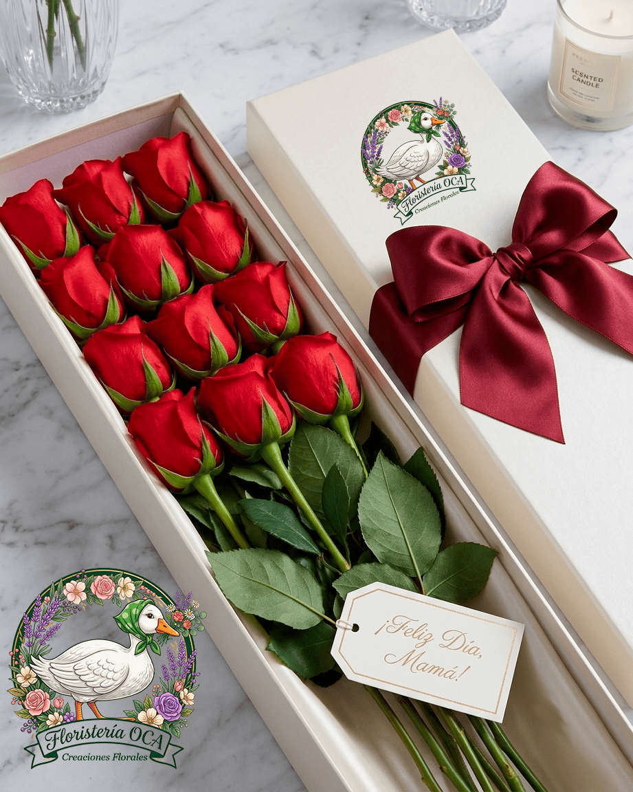 Caja de Rosas Feliz Día Mamá
