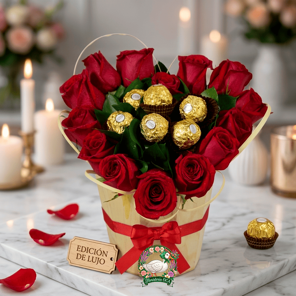 Balde de Rosas y Chocolates