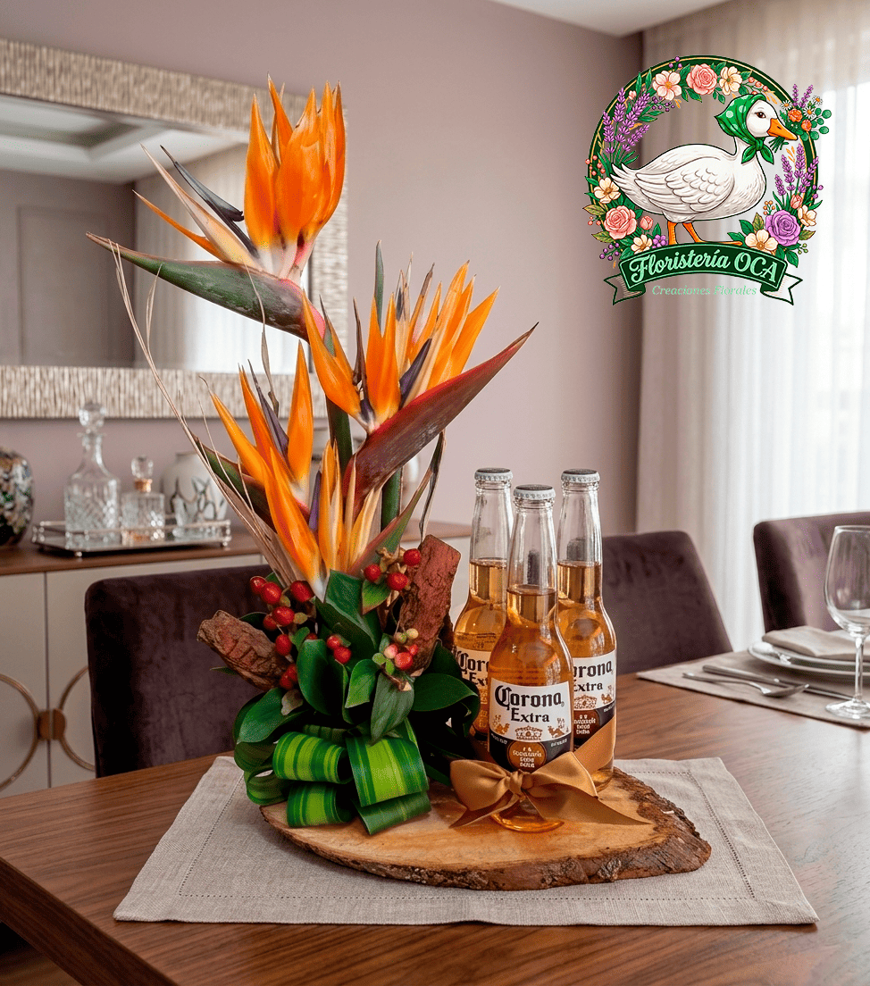 Arreglo Floral con Cervezas